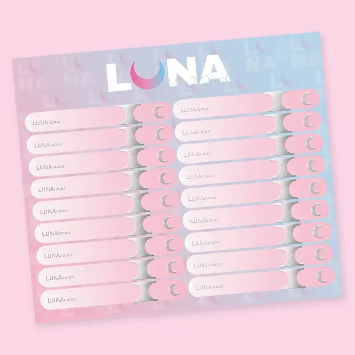 LUNAmoon. Наклейки на тіпси, без номерів, 18 шт (1 лист), рожеві — LUNAmoon, NAILSMADE