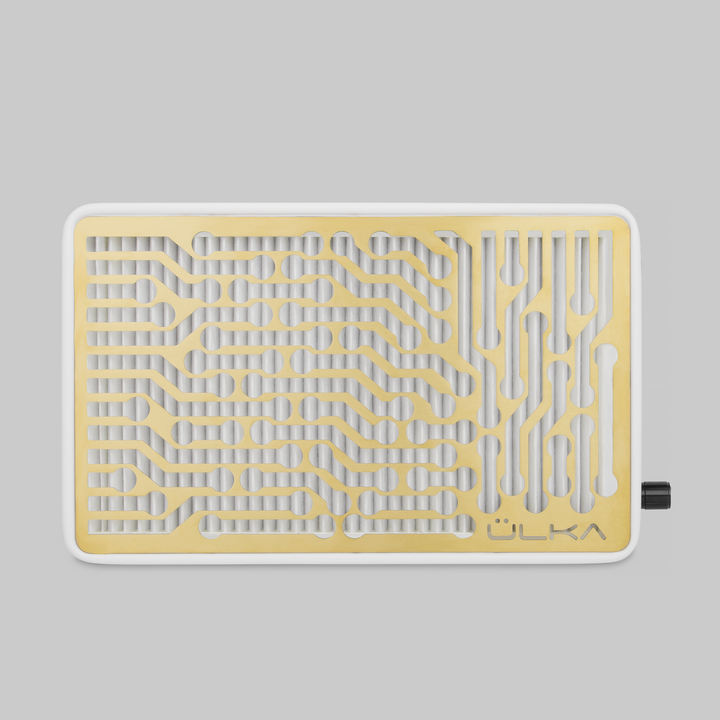 ÜLKA. Desktop Nail dust Collector "Nano White", Витяжка настільна, біла, решітка золота (під замовлення) — Ülka, NAILSMADE