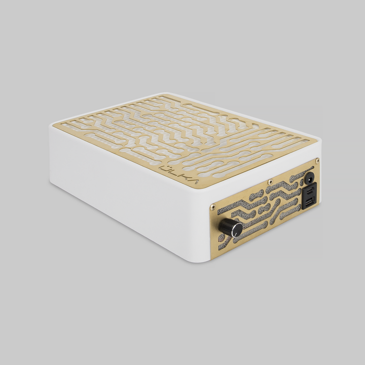 ÜLKA. Desktop Nail dust Collector "Nano White", Витяжка настільна, біла, решітка золота (під замовлення) — Ülka, NAILSMADE