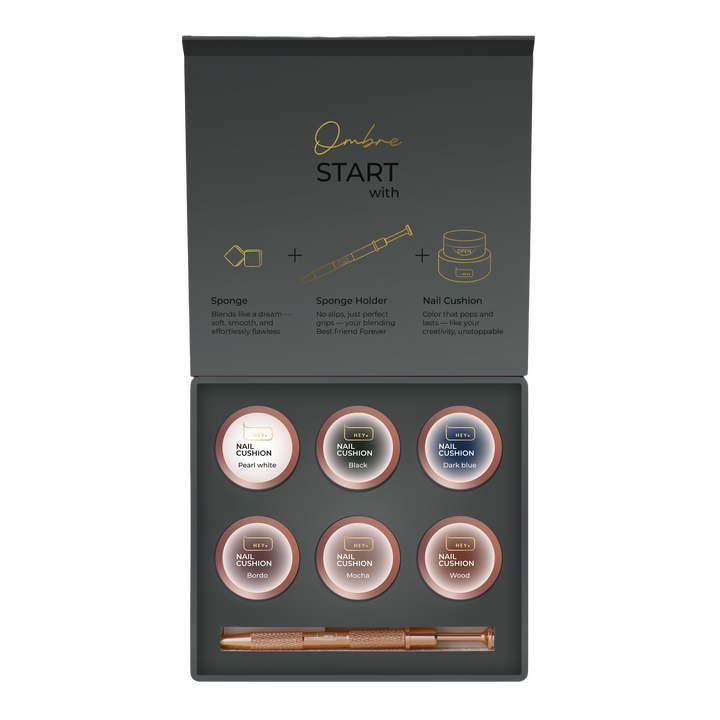 HEYLOVE. Nail Cushion set «Graphite», 6 pcs, набір гелевих фарб для омбре, стемпінгу та малювання — HEYLOVE, NAILSMADE