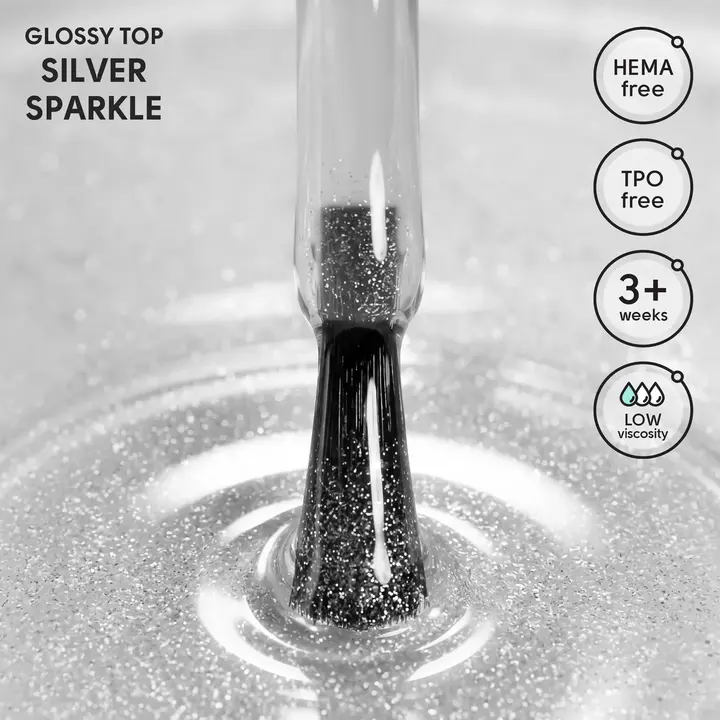 SHELLY. Silver Sparkle Top, 12 ml. Топ зі срібними блискітками — Shelly, NAILSMADE