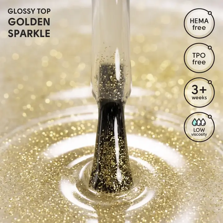 SHELLY. Golden Sparkle Top, 12 ml. Топ із золотими блискітками — Shelly, NAILSMADE