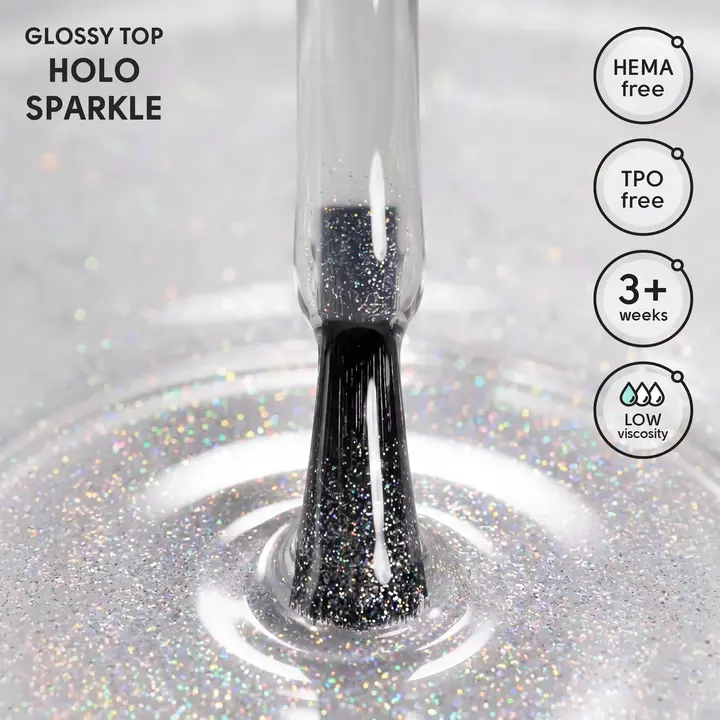 SHELLY. Holo Sparkle Top, 12 ml. Топ з голографічними блискітками — Shelly, NAILSMADE