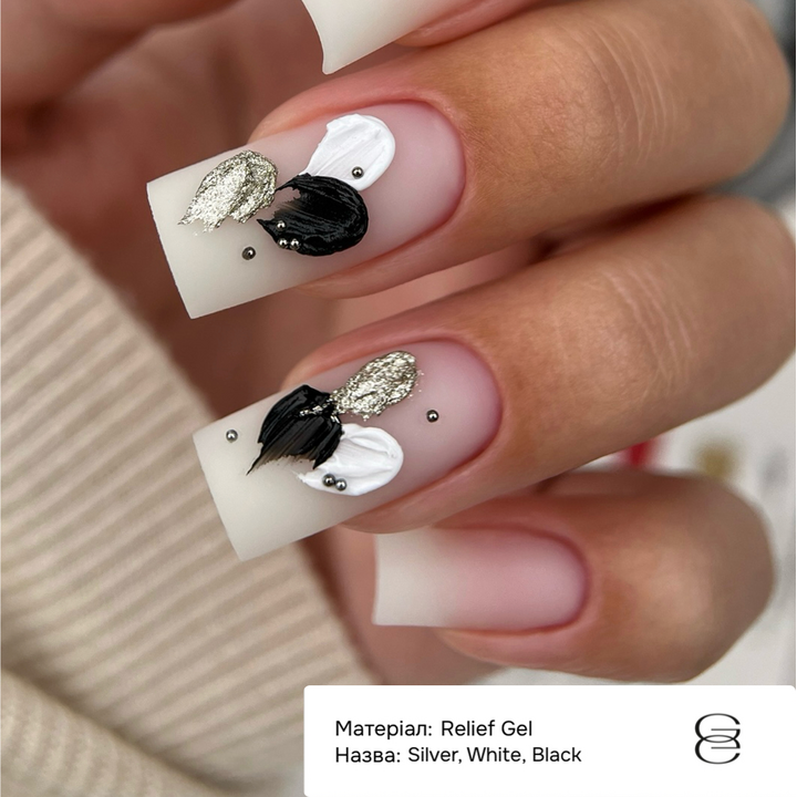 GA&MA. Relief gel, silver, 5 g, żel reliefowy, srebro — GÉMELY (ex GA&MA), NAILSMADE