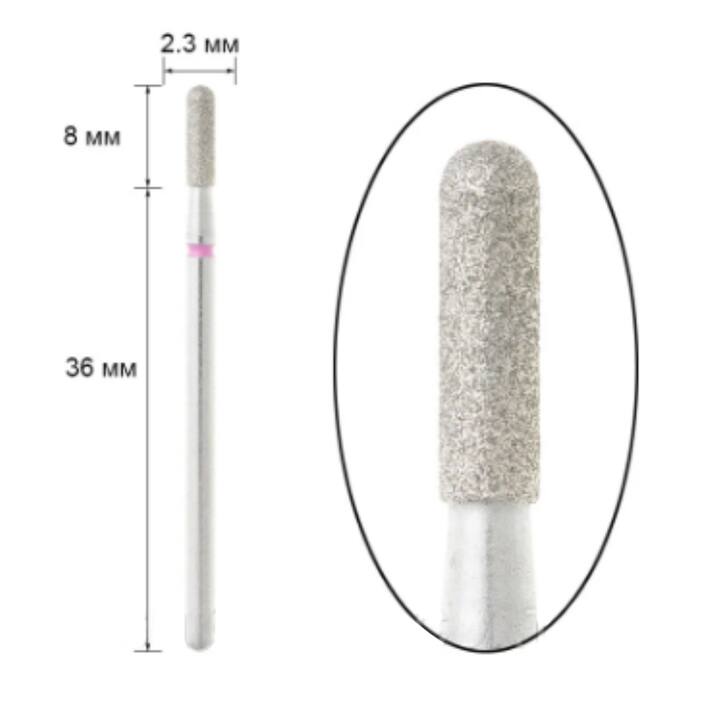 STALEKS Fresa diamante "CILINDRO REDONDEADO" roja, Ø 2.3 mm / parte de trabajo 8 mm #2