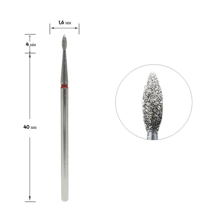 STALEKS Фреза алмазна "КРАПЛЯ" червона, Ø 1.6 mm #2