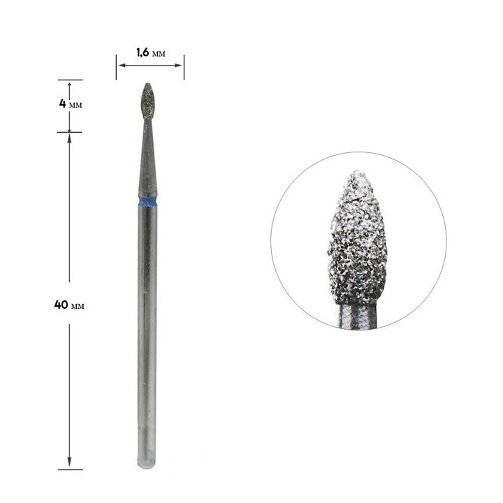 STALEKS Фреза алмазна "КРАПЛЯ" синя, Ø 1.6 mm #2