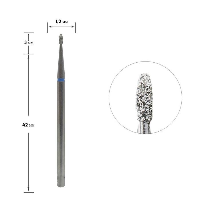 STALEKS Фреза алмазна "ПОЧКА ЗАОКРУГЛЕНА" синя, Ø 1.2 mm #2