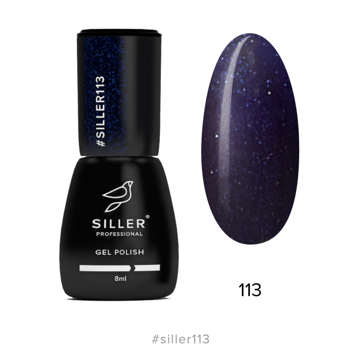 SILLER Gel Polish №113 ROYAL BLUE with SHIMMER, королівський синій з шимером , 8 ml, гель-лак #1