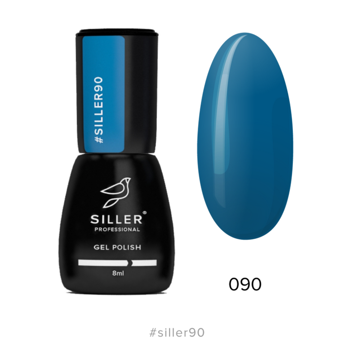 SILLER Gel Polish №90 DARK AZURE, темно-лазурний, 8 ml, гель-лак #1