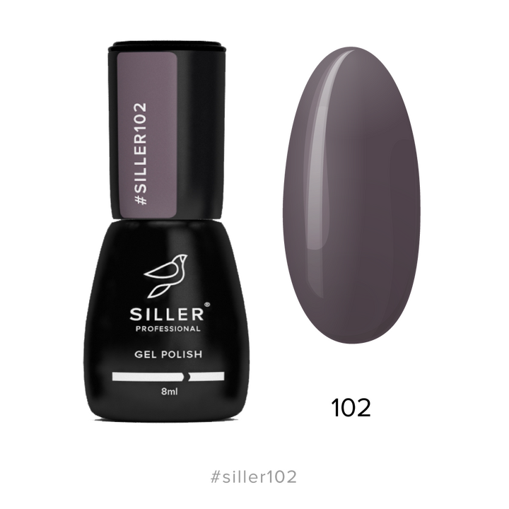 SILLER Gel Polish №102 GREY-MAUVE, сіро-ліловий, 8 ml, гель-лак #1