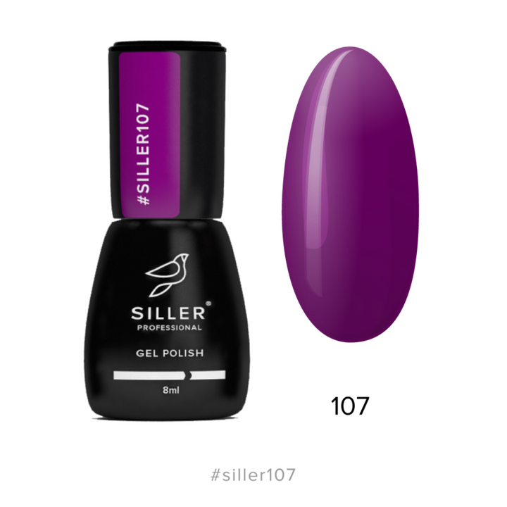SILLER Gel Polish №107 DARK EGGPLANT, темний баклажан, 8 ml, гель-лак #1