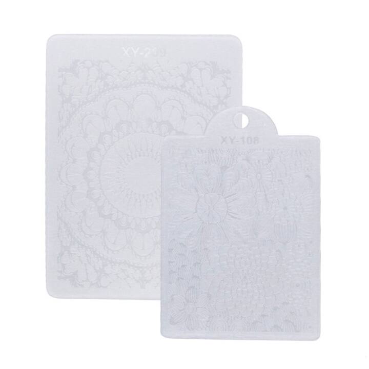 SET: Doppelter Silikon-Stempel mit Strasssteinen + 2 Scraper für Stamping #2