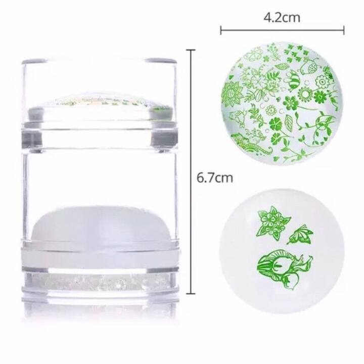 SET: Doppelter Silikon-Stempel mit Strasssteinen + 2 Scraper für Stamping #3