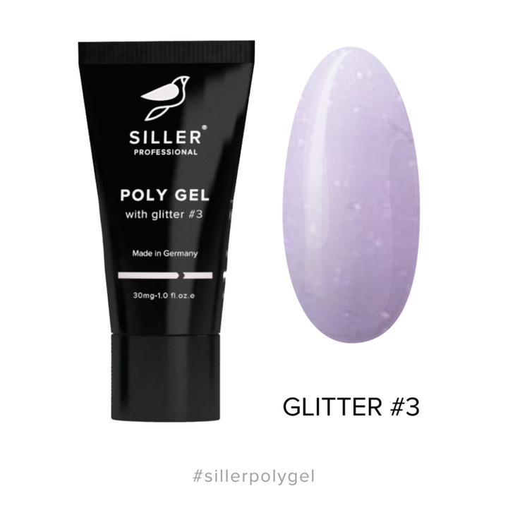 SILLER Polygel with Glitter №3, 30 ml, Моделюючий полігель з глітером #2