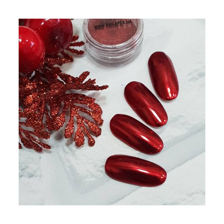 NAILAPEX Metallic Mirror Powder Red Chrome, Втирка Червона #1