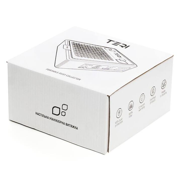 TERI, Desktop portable Nail dust Collector "Teri 800 M", Витяжка настільна, чорна зі сталевою решіткою "metallic" #4