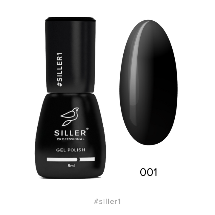 SILLER Gel Polish №1 BLACK, чорний, 8 ml, гель-лак #1