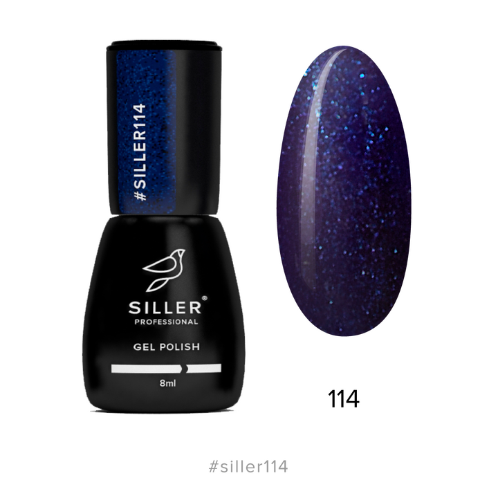 SILLER Gel Polish №114 SAPPHIRE with SHIMMER, сапфір з шимером, 8 ml, гель-лак #1