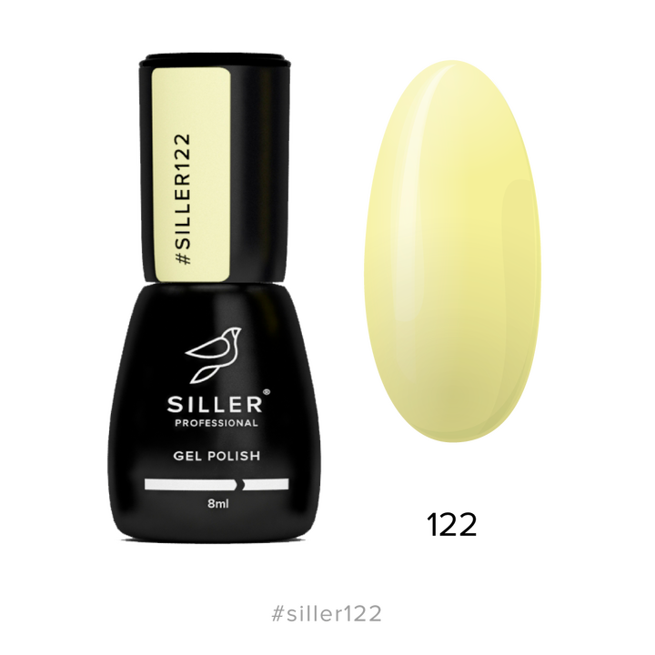 SILLER Gel Polish №122 CREAMY YELLOW, кремово-жовтий, 8 ml, гель-лак #1