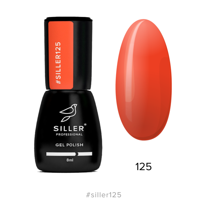 SILLER Gel Polish №125 BRIGHT ORANGE, яскраво-помаранчевий, 8 ml, гель-лак #1
