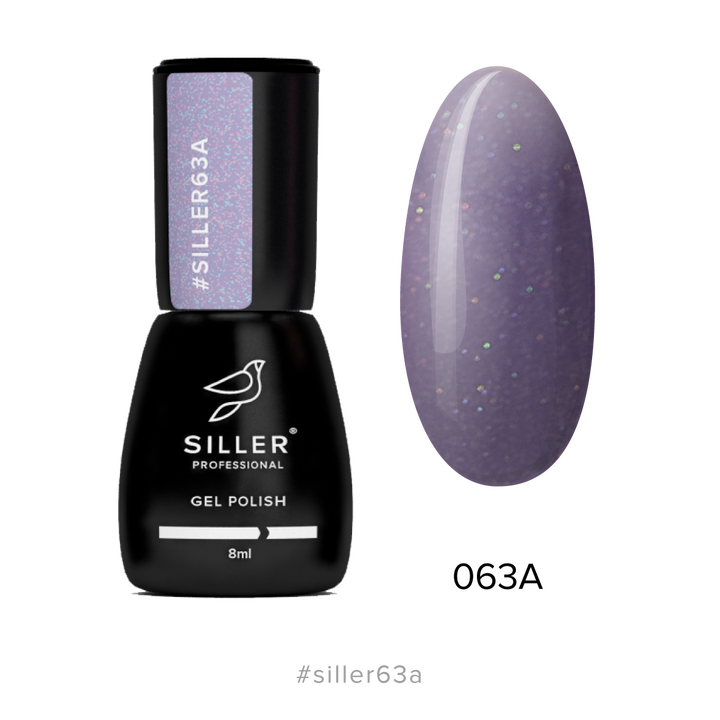 SILLER Gel Polish №63A VIOLET with SHIMMER, фіолетовий з шимером, 8 ml, гель-лак #1