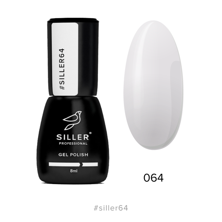 SILLER Gel Polish №64 LIGHT GREY, світло-сірий, 8 ml, гель-лак #1