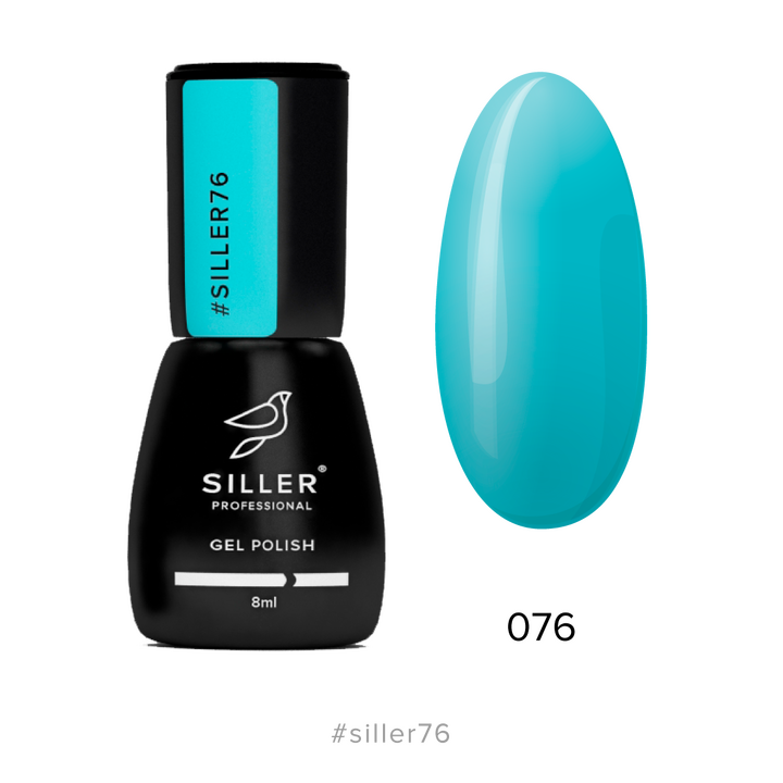SILLER Gel Polish №76 BRIGHT TURQUOISE, яскраво-бірюзовий, 8 ml, гель-лак #1