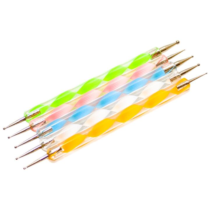 Set 5 Stück, doppelseitiges Dotting-Tool, durchsichtiger Griff #1