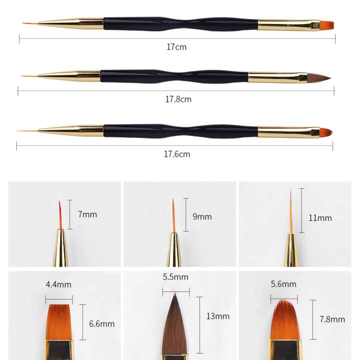 Set da 3, Pennelli per disegno/gel #4