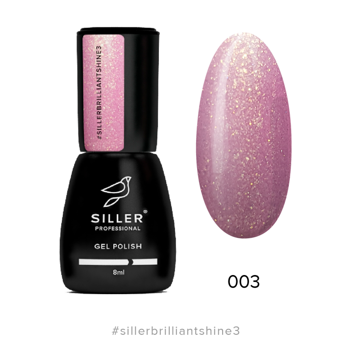 SILLER Gel Polish Brilliant Shine №3, helllila mit Glitter, 8 ml, Gel-Lack #1