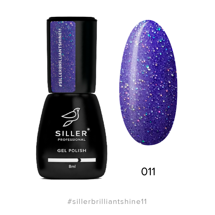SILLER Gel Polish Brilliant Shine №11, синій з глітером, 8 ml, гель-лак #1