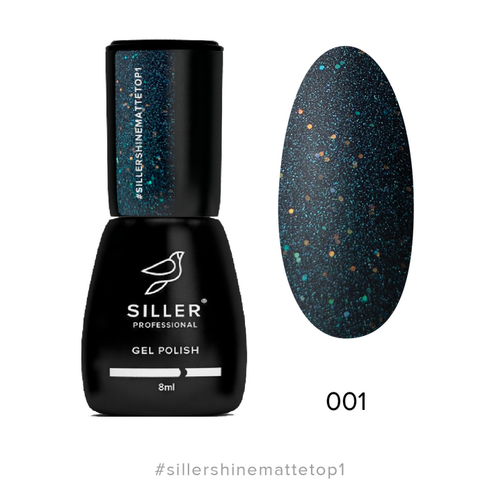 SILLER Top Matt Shine №1, 8 ml, Топ матовий з шимером #1