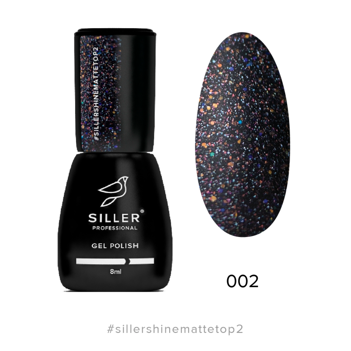 SILLER Top Matt Shine №2, 8 ml, Топ матовий з шимером #1