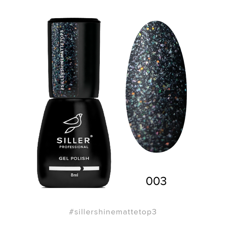 SILLER Top Matt Shine №3, 8 ml, Топ матовий з шимером #1