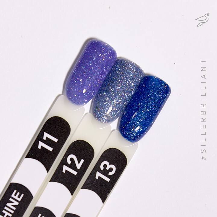 SILLER Gel Polish Brilliant Shine №12, припилений синій з глітером, 8 ml, гель-лак #2