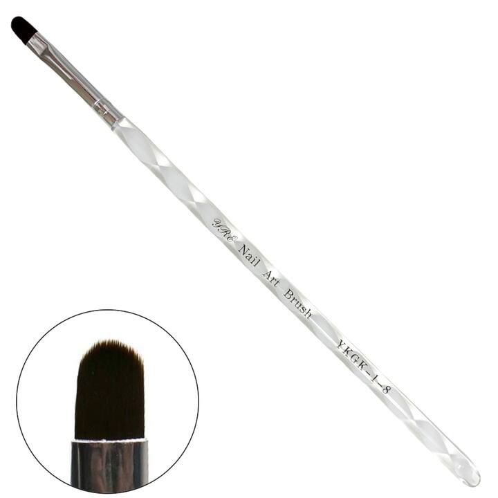 YRE Pincel para gel #8, cerda semicircular, mango torcido #1