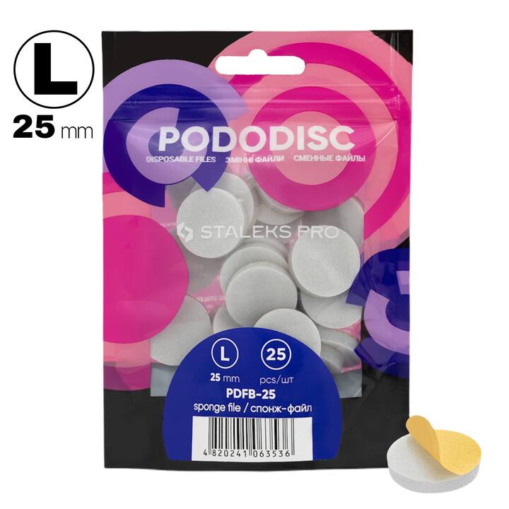 STALEKS. Набір 25 шт, Баф, Спонж-файл для педикюрного диску PODODISC PRO L, Ø25 mm #1