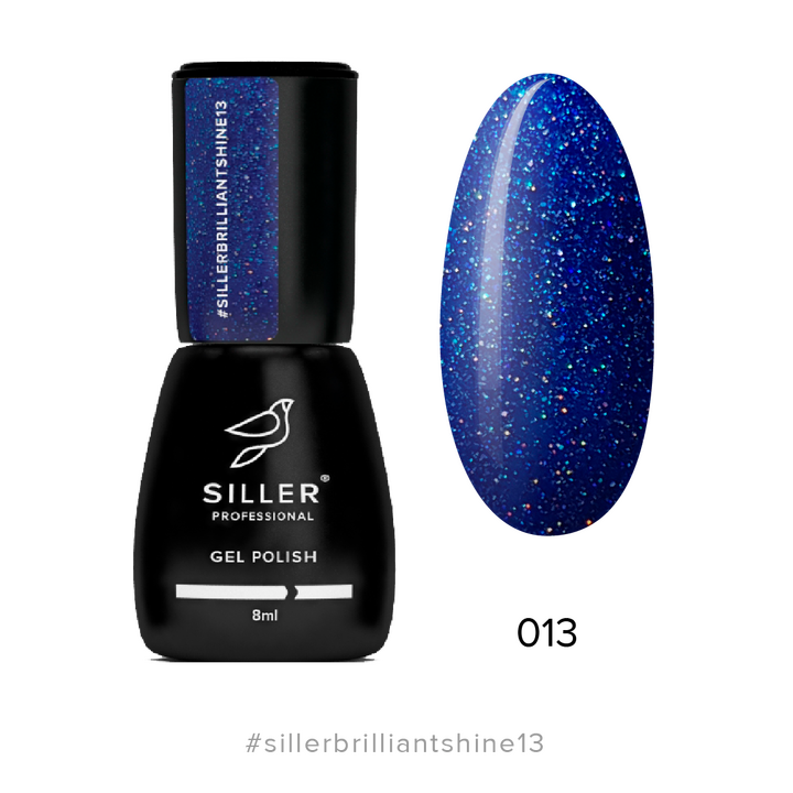 SILLER Gel Polish Brilliant Shine №13, глибокий синій з глітером, 8 ml, гель-лак #1