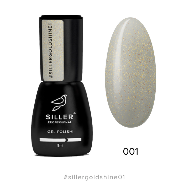 SILLER Gel Polish Gold Shine №1, сірий із золотим мікроблиском, 8 ml, гель-лак #1