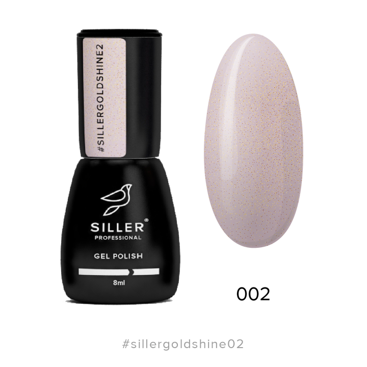 SILLER Gel Polish Gold Shine №2, gris-rosado con microbrillo dorado, 8 ml, gel polish #1