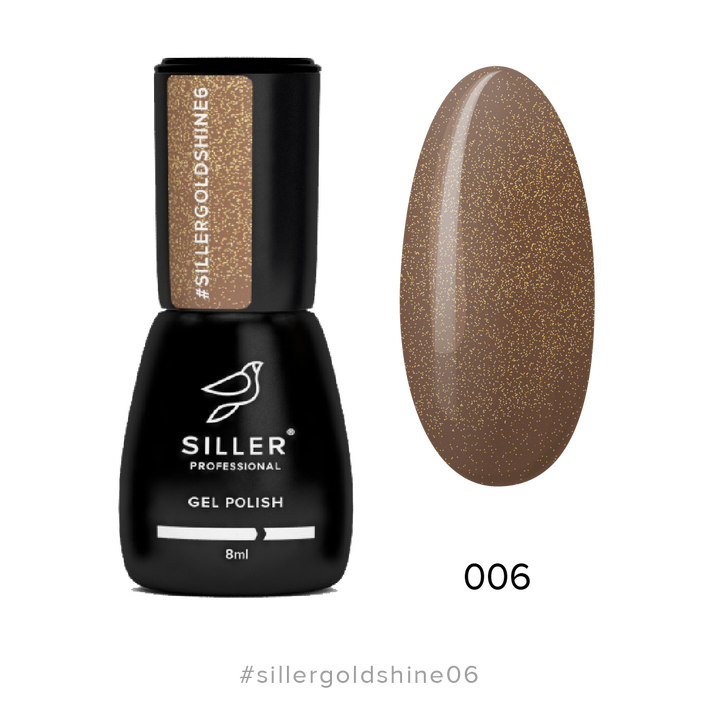 SILLER Gel Polish Gold Shine №6, мідно-коричневий із золотим мікроблиском, 8 ml, гель-лак #1