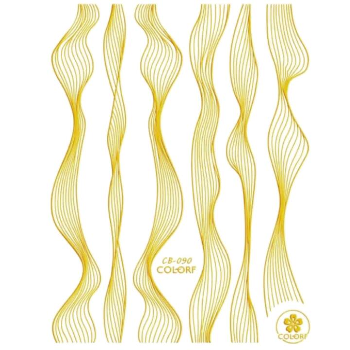 2D-Aufkleber für Nageldesign, goldene Wellen #1