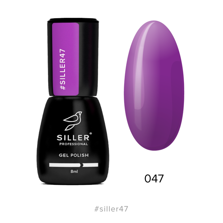 SILLER Gel Polish №47 PURPLE PLUM, фіолетово-сливовий, 8 ml, гель-лак #1