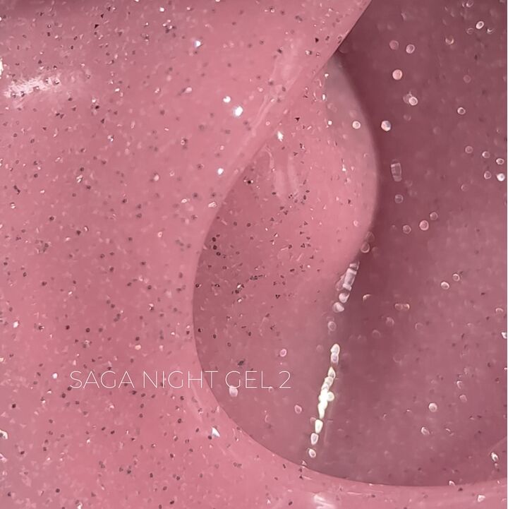 SAGA. Builder Gel "Night", 15 ml, #02. Гель для укріплення та нарощування, світловідбиваючий #2