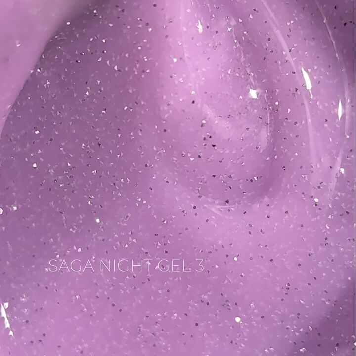 SAGA. Builder Gel "Night", 15 ml, #03. Гель для укріплення та нарощування, світловідбиваючий #2