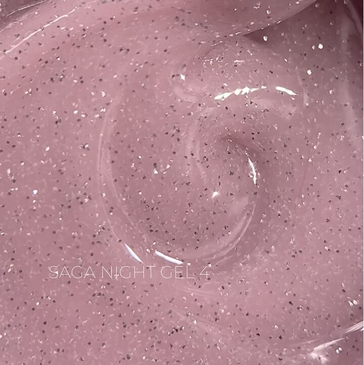 SAGA. Builder Gel "Night", 15 ml, #04. Гель для укріплення та нарощування, світловідбиваючий #2