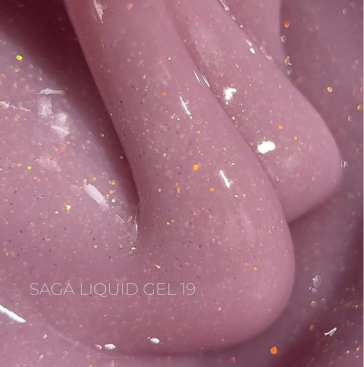 SAGA. Liquid Gel, 15 ml, #19. Рідкий гель для укріплення та нарощування з шимером #1