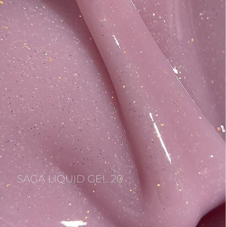 SAGA. Liquid Gel, 15 ml, #20. Рідкий гель для укріплення та нарощування з шимером #1