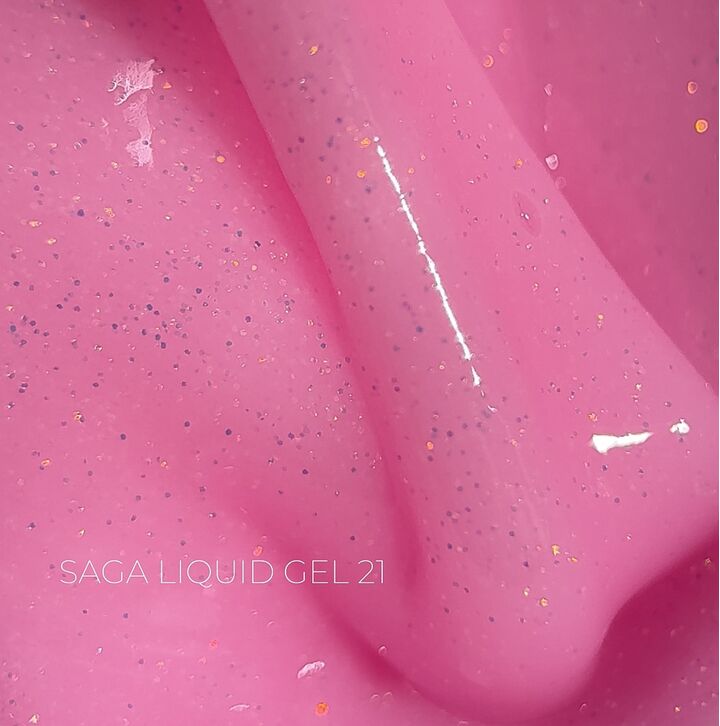 SAGA. Liquid Gel, 15 ml, #21. Рідкий гель для укріплення та нарощування з шимером #1